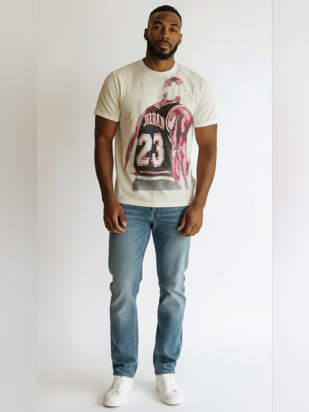 Nike Men's White Short-Sleeve Tee with Red and Black Jordan 23 Graphic, Size Med - Picture 3 of 5
